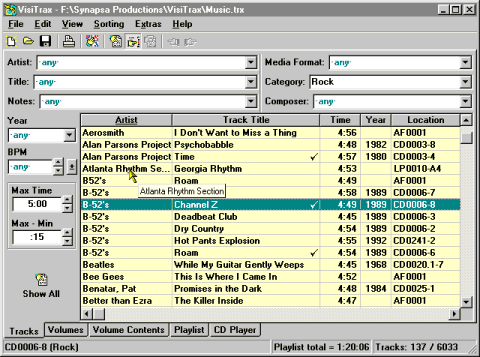 VisiTrax Lite/Standard 2.11 software screenshot