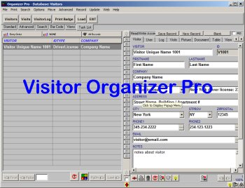 Visitor Organizer Pro 3.0 software screenshot