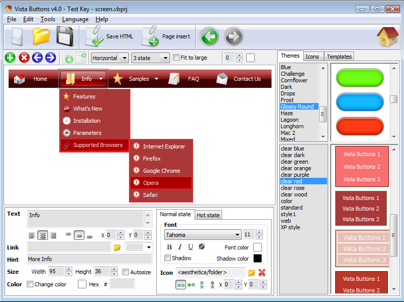 Vista Buttons 5.7.3 software screenshot