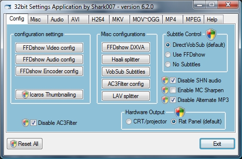 Vista Codec Package 7.1.0 software screenshot