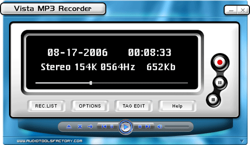 Vista MP3 Recorder 1.00.3 software screenshot