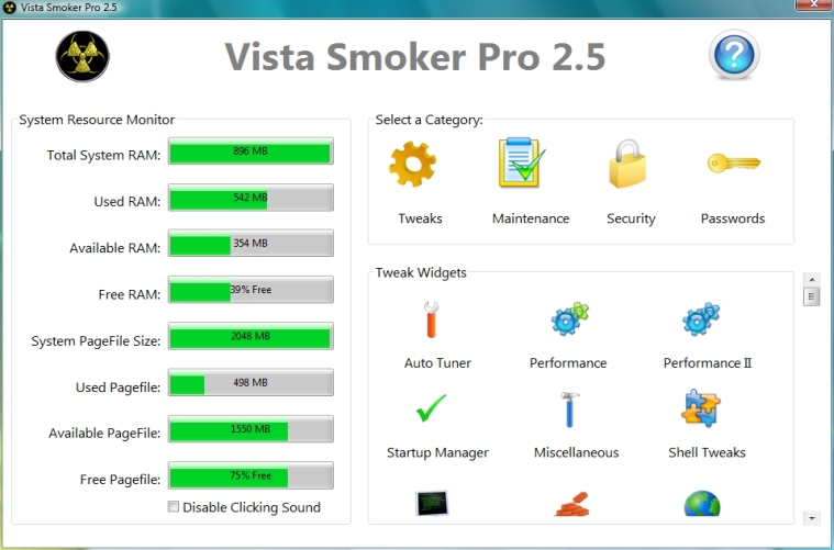 Vista Smoker Pro 2.5 software screenshot