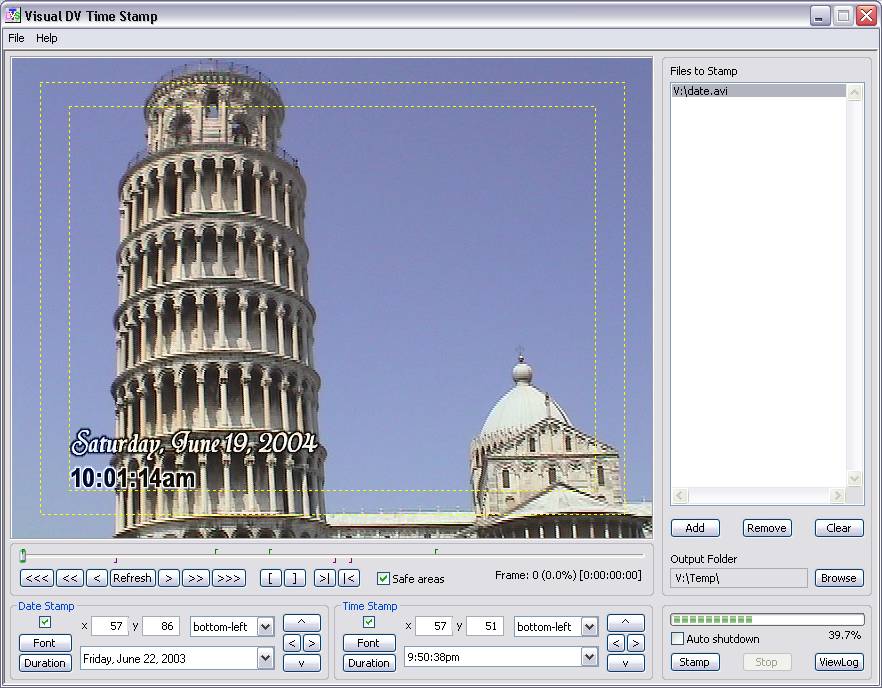 Visual DV Time Stamp 2.1.1 software screenshot