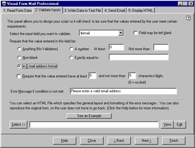 Visual Form Mail 1.6 software screenshot