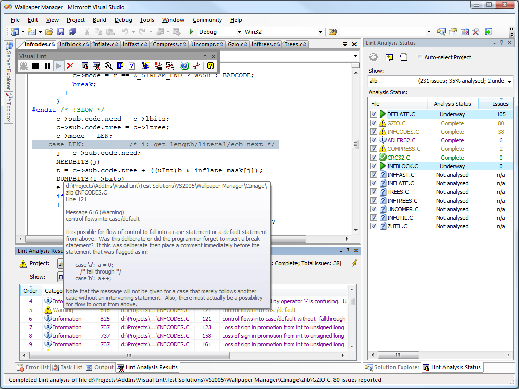Visual Lint Professional Edition 2.5.0 software screenshot