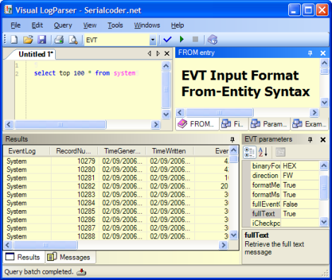 Visual LogParser 1.0 software screenshot