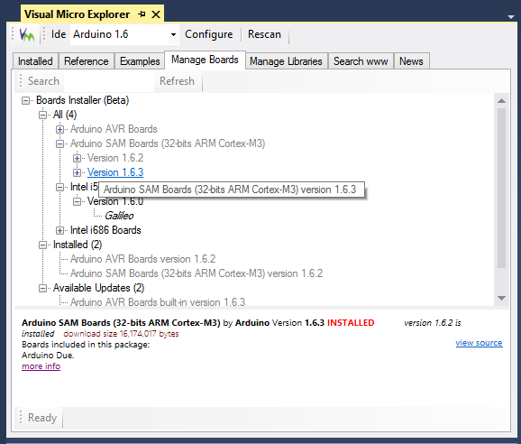 Visual Micro 1705.8 software screenshot