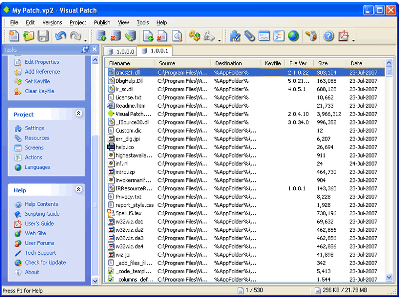 Visual Patch 3.8.1.0 software screenshot