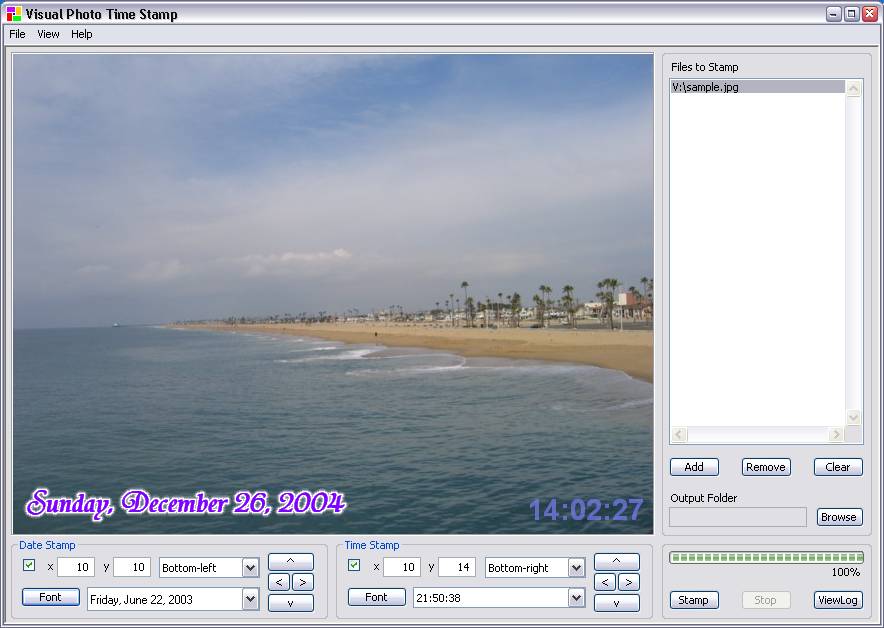 Visual Photo Time Stamp 2.1.4 software screenshot