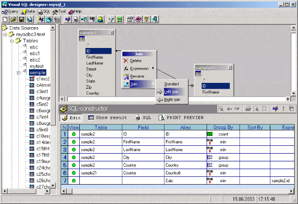 Visual SQL-Designer Light 3.99 software screenshot