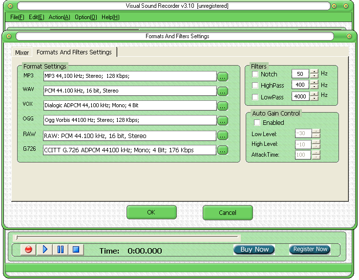 Visual Sound Recorder 3.50 software screenshot