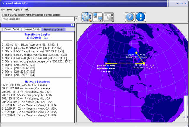 Visual WhoIs 2004 1.5 software screenshot