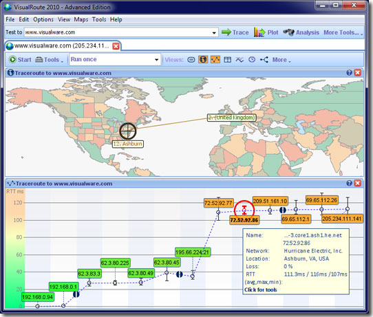 VisualRoute 14.0h software screenshot
