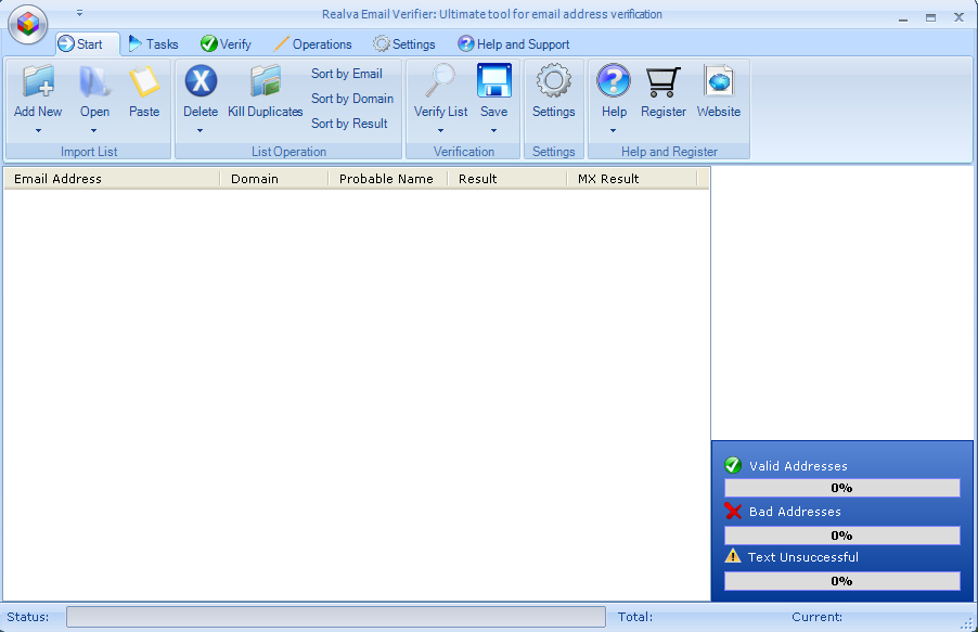 Vodamail Email Verifier Free Edition 9.61 software screenshot
