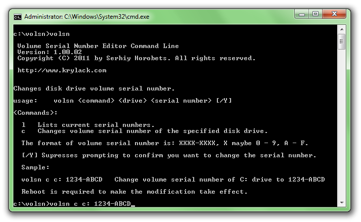 Volume Serial Number Editor 1.85.30 software screenshot