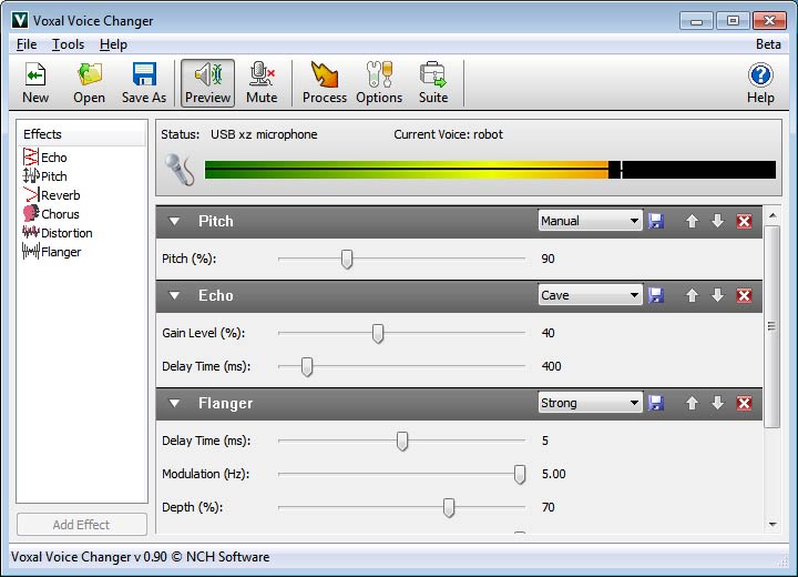 Voxal 2.00 software screenshot