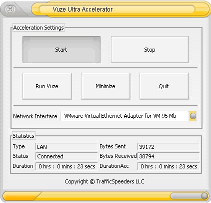 Vuze Ultra Accelerator 1.9.0 software screenshot