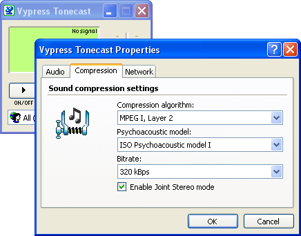 Vypress Tonecast 1.3 software screenshot