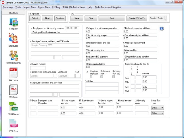 W2 Mate-W2 1099 Software 2.0.71 software screenshot