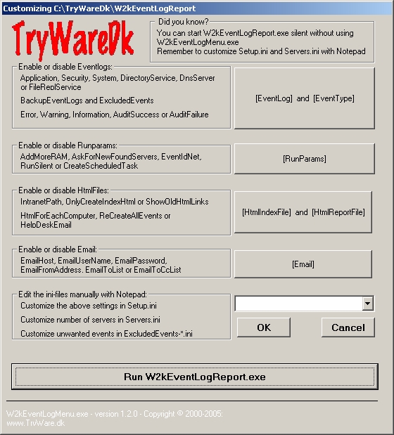 W2kEventLogReport 1.2.0 software screenshot