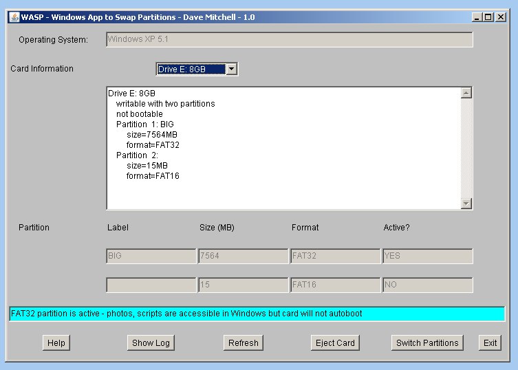 WASP 1.01 software screenshot
