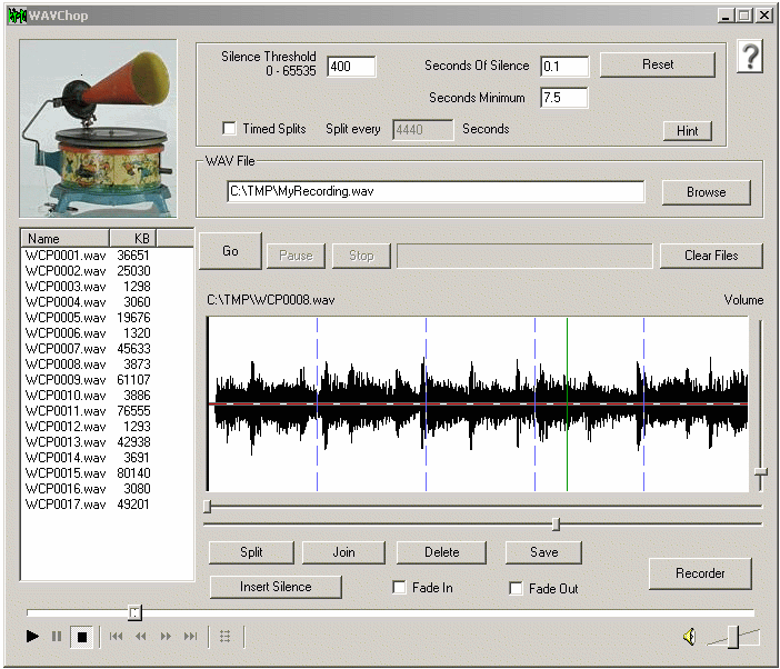 WAVChop 1.0 software screenshot