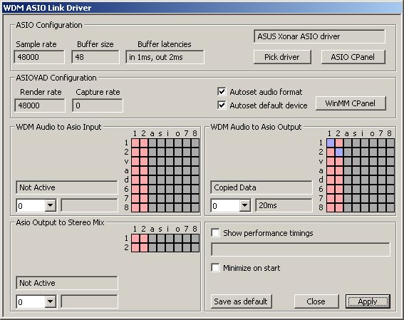 WDM ASIO Link Driver 1.2 software screenshot