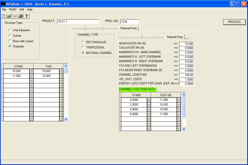 WHyRate(Windows Hydraulic Rating Curve) Program 1 software screenshot