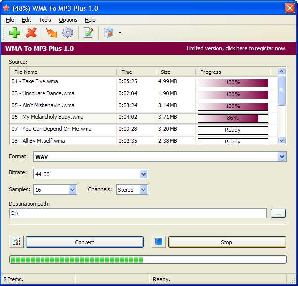 WMA to MP3 Plus 3.4.1 software screenshot