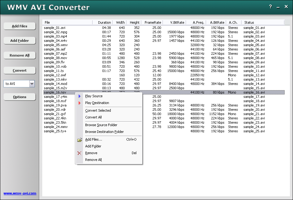 WMV AVI Converter 5.4.1799 software screenshot