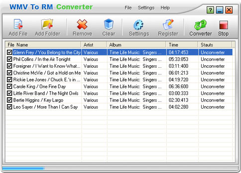 WMV To RM Converter 1.00 software screenshot