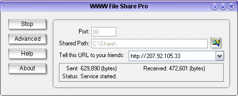 WWW File Share Pro 6.0 software screenshot