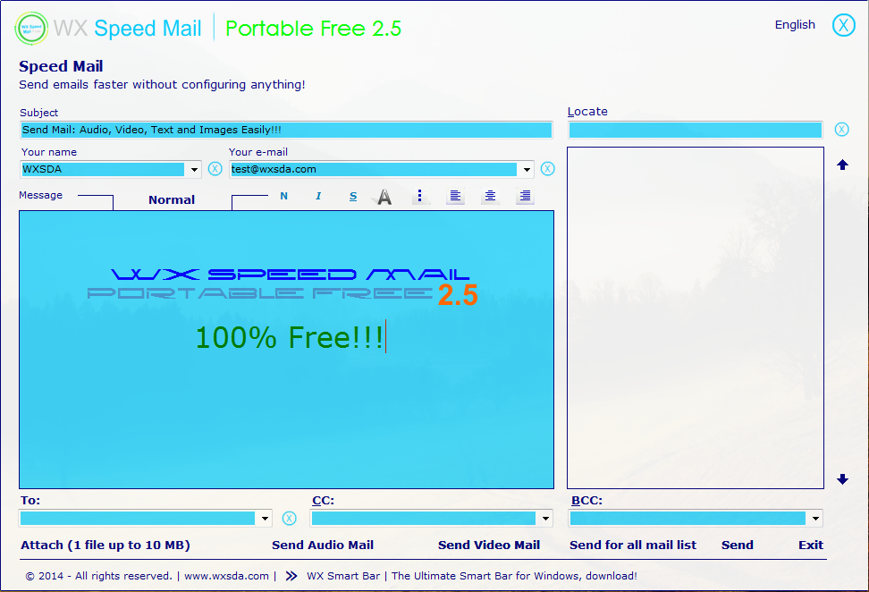 WX Speed Mail Portable Free 3.0 software screenshot