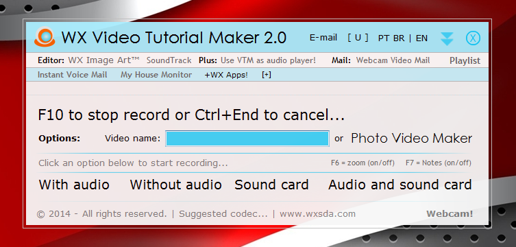 WX Video Tutorial Maker 4.0 software screenshot