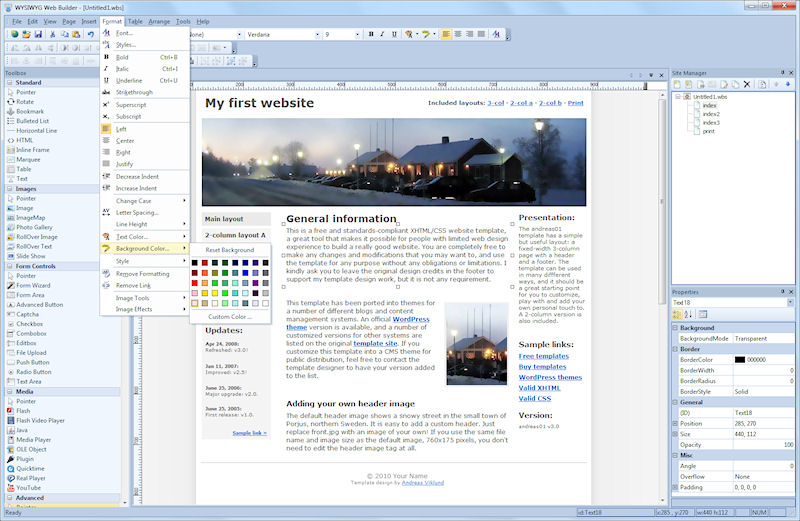 WYSIWYG Web Builder 12.0.4 software screenshot