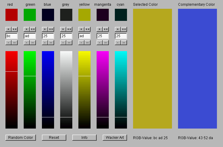 Wacker Art RGB Color Mixer 1.4 software screenshot