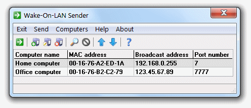 Wake-On-LAN Sender 2.0.10 software screenshot