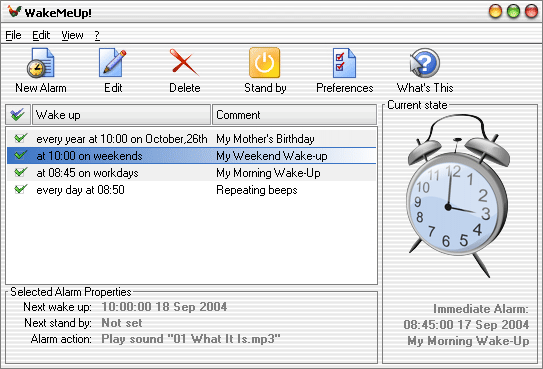 WakeMeUp! 1.8.5.34 software screenshot