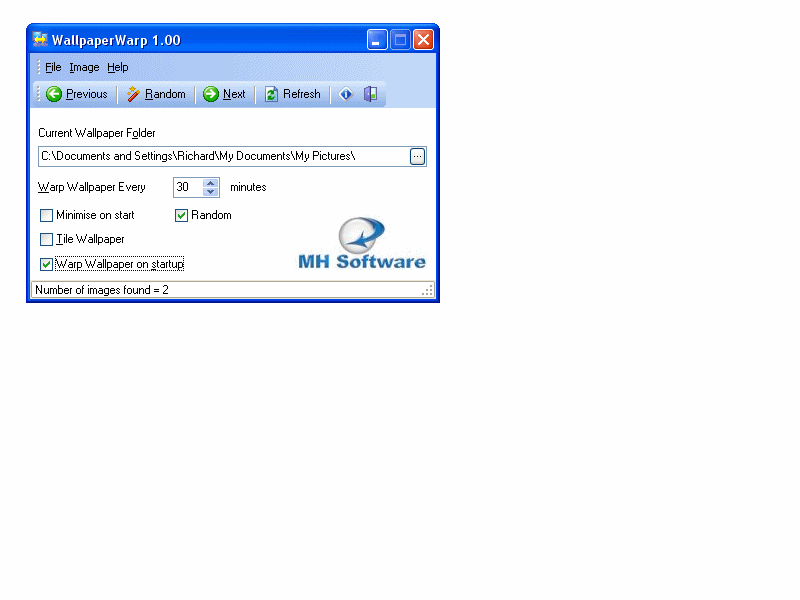 WallpaperWarp 1.00 software screenshot