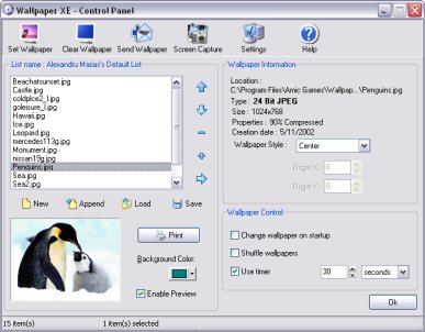 WallpaperXe 1.2 software screenshot