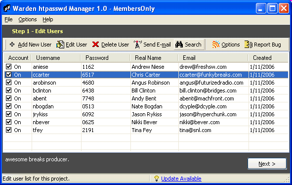 Warden 1.43 software screenshot
