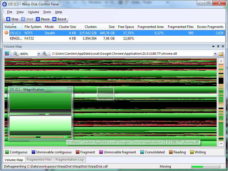 WarpDisk 1.4.21.0 software screenshot