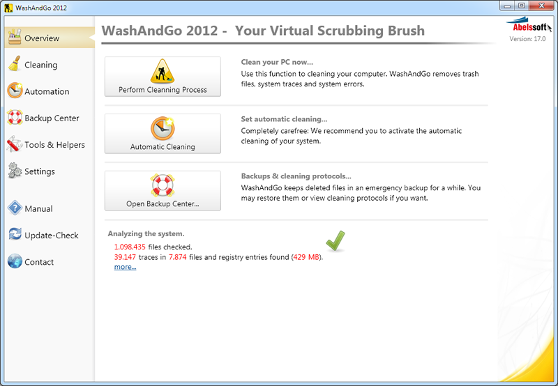 WashAndGo 2016.20.0 software screenshot