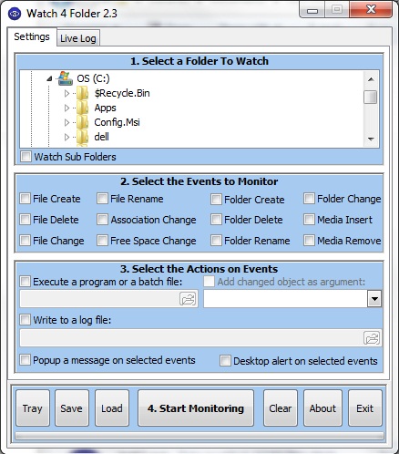 Watch 4 Folder 2.5 software screenshot