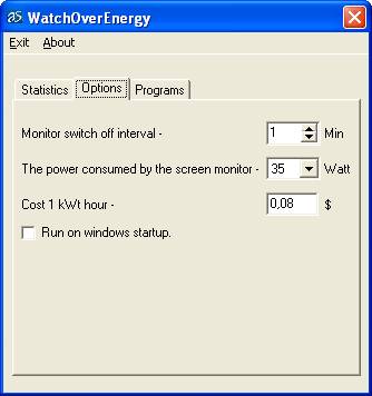 WatchOverEnergy 1.1 software screenshot