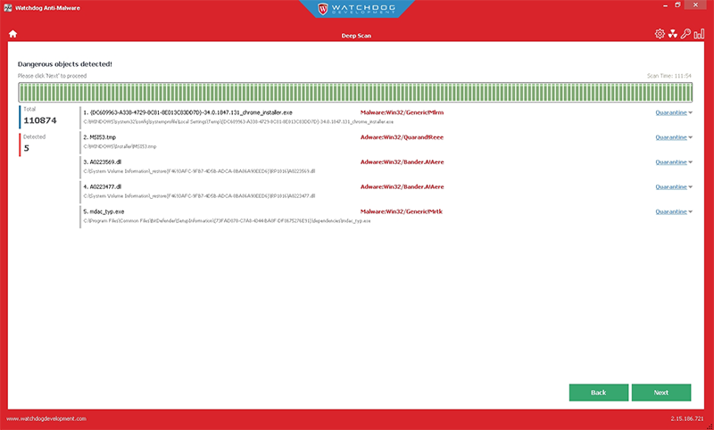 Watchdog Anti-Malware 2.20.186.100 software screenshot