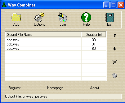 Wav Combiner 1.1.2.6 software screenshot