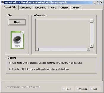 WavPackn 1.2.1.5 software screenshot