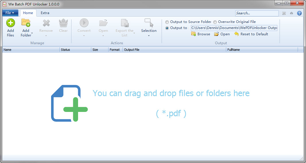 We Batch PDF Unlocker 2.3.0.0 software screenshot