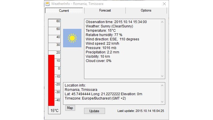 WeatherInfo 4.1.6327.33794 software screenshot
